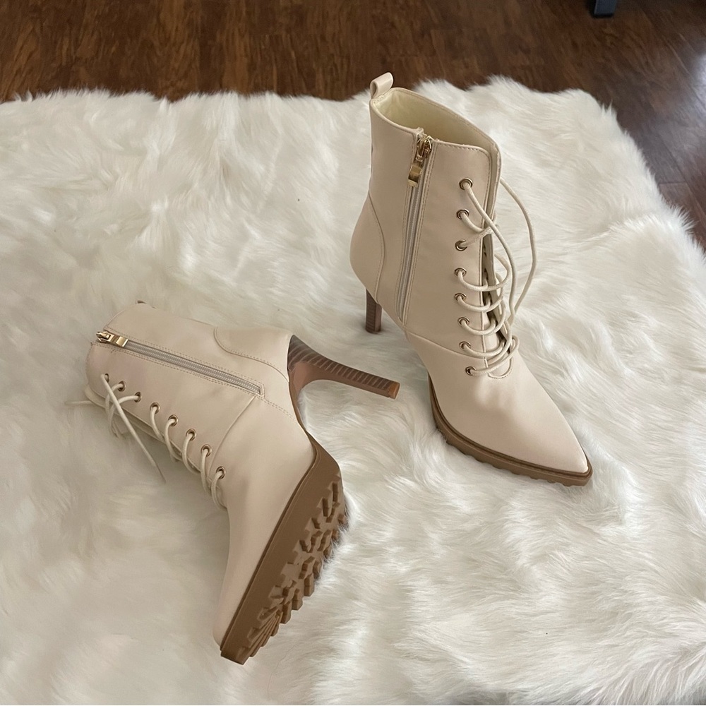 Venus pointy toe lace up bootie
